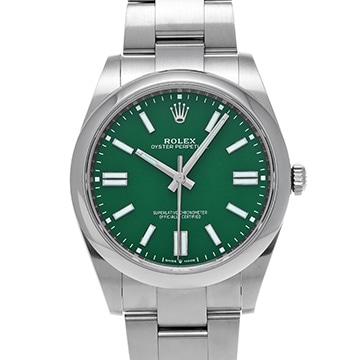 ロレックス オイスターパーペチュアル 41 124300 グリーン メンズ 時計 【中古】【wristwatch】