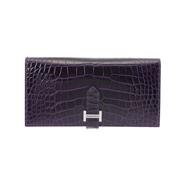 エルメス ベアンスフレ アメジスト アリゲーターリセ ユニセックス 財布 【未使用】【purse】