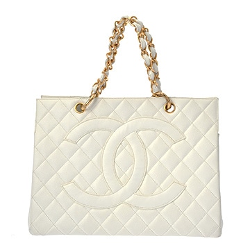 シャネル チェーントート ホワイト キャビアスキン レディース バッグ 【中古】【bag】