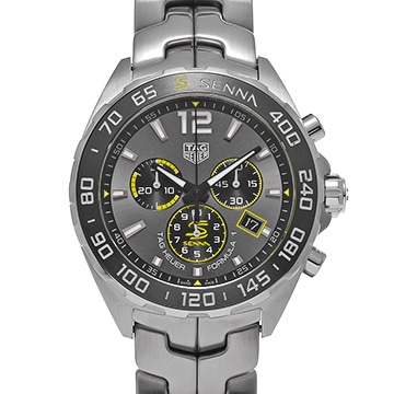 タグ ホイヤー フォーミュラ1 クォーツ クロノグラフ アイルトン・セナ CAZ101AF.BA0637 グレー/ブラック メンズ 時計 【中古】【wristwatch】