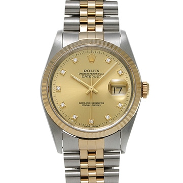 ロレックス デイトジャスト 16233G シャンパン/ダイヤモンド メンズ 時計 【中古】【wristwatch】