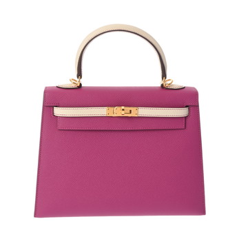 エルメス ケリー 25 外縫い SPオーダー ローズパープル/クレ ヴォーエプソン レディース バッグ 【中古】【bag】