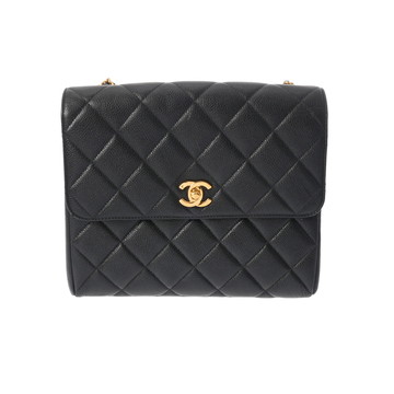 シャネル マトラッセ チェーンショルダー ブラック キャビアスキン レディース バッグ 【中古】【bag】