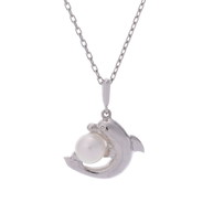 ミキモト ドルフィン ネックレス シルバー K18ホワイトゴールド WG レディース ジュエリー 【中古】【jewelry】