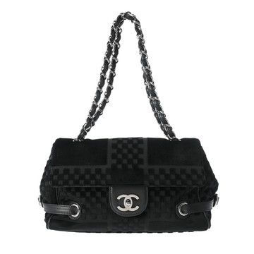 シャネル チェーンショルダー ブラック ベロア レディース バッグ 【中古】【bag】