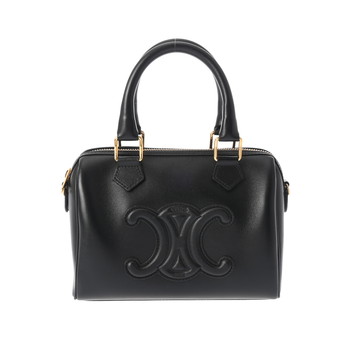 セリーヌ スモール ボストン ブラック/ゴールド金具 113773DU3.38NO スムースカーフ レディース バッグ 【中古】【bag】