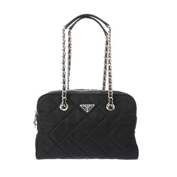プラダ チェーントートバッグ ブラック/シルバー金具 1BB903 ナイロン レディース バッグ 【中古】【bag】