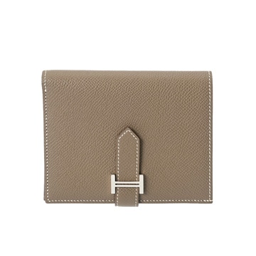 エルメス ベアンコンパクト エトゥープ/パラジウム金具 ヴォーエプソン ユニセックス 財布 【中古】【purse】
