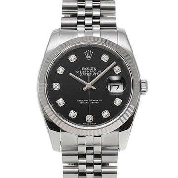ロレックス デイトジャスト 116234G ブラック/ダイヤモンド メンズ 時計 【中古】【wristwatch】
