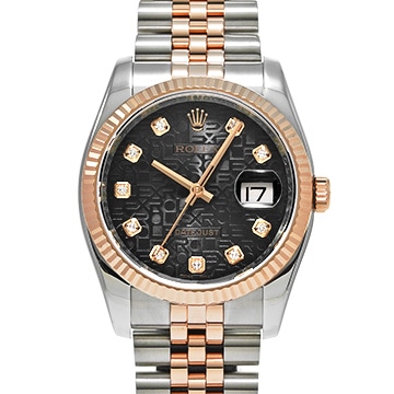 ロレックス デイトジャスト 116231G ブラックコンピュータ/ダイヤモンド メンズ 時計 【中古】【wristwatch】