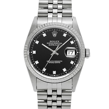 ロレックス デイトジャスト 16234G ブラック/ダイヤモンド メンズ 時計 【中古】【wristwatch】