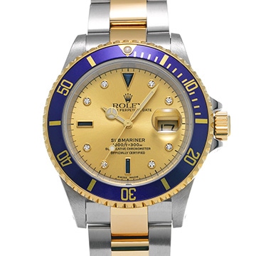 ロレックス サブマリーナ デイト 16613SG シャンパン/サファイア/ダイヤモンド メンズ 時計 【中古】【wristwatch】