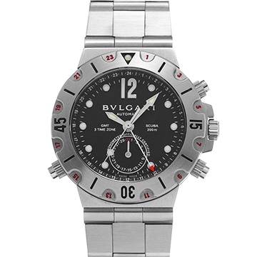 ブルガリ ディアゴノ スクーバ SD38SGMT ブラック メンズ 時計 【中古】【wristwatch】