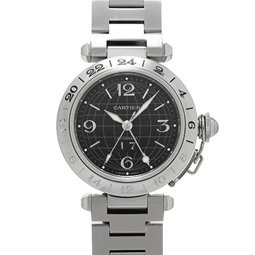 カルティエ パシャC メリディアン GMT W31049M7 ブラック ユニセックス 時計 【中古】【wristwatch】