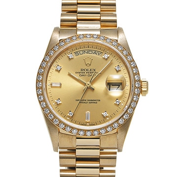 ロレックス デイデイト 36 18048A シャンパン/ダイヤモンド メンズ 時計 【中古】【wristwatch】