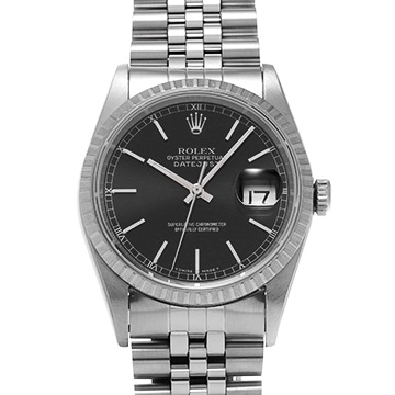 ロレックス デイトジャスト 16220 ブラック メンズ 時計 【中古】【wristwatch】