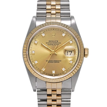 ロレックス デイトジャスト 16233G シャンパン/ダイヤモンド メンズ 時計 【中古】【wristwatch】