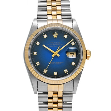 ロレックス デイトジャスト 16233G ブルー・グラデーション/ダイヤモンド メンズ 時計 【中古】【wristwatch】