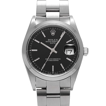 ロレックス オイスターパーペチュアル デイト 34 15200 ブラック メンズ 時計 【中古】【wristwatch】