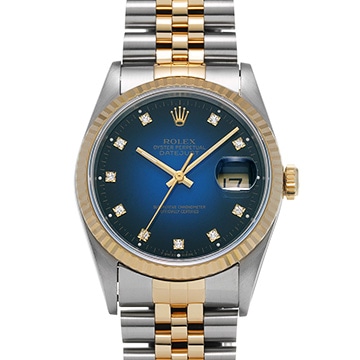 ロレックス デイトジャスト 16233G ブルー・グラデーション/ダイヤモンド メンズ 時計 【中古】【wristwatch】