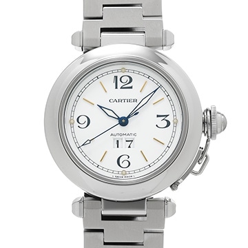 カルティエ パシャC ビッグデイト W31044M7 ホワイト ユニセックス 時計 【中古】【wristwatch】
