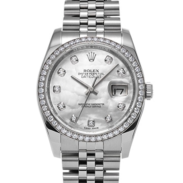 ロレックス デイトジャスト 116244NG ホワイトシェル/ダイヤモンド メンズ 時計 【中古】【wristwatch】