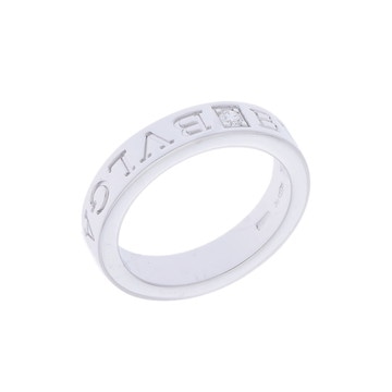 ブルガリ ダブルロゴリング 1PD シルバー K18ホワイトゴールド WG レディース ジュエリー 【中古】【jewelry】