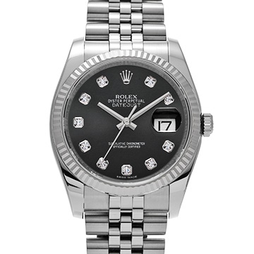 ロレックス デイトジャスト 116234G ブラック/ダイヤモンド メンズ 時計 【中古】【wristwatch】