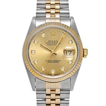 ロレックス デイトジャスト 16233G シャンパン/ダイヤモンド メンズ 時計 【中古】【wristwatch】