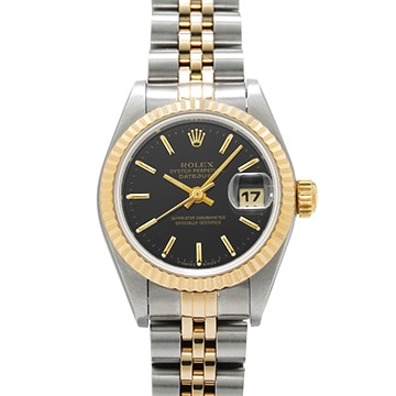 ロレックス デイトジャスト 69173 ブラック レディース 時計 【中古】【wristwatch】