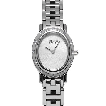エルメス クリッパー オーバル C01.230 ホワイトシェル ユニセックス 時計 【中古】【wristwatch】