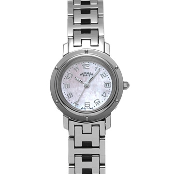 エルメス クリッパー ナクレ CL4.210 ホワイトシェル レディース 時計 【中古】【wristwatch】