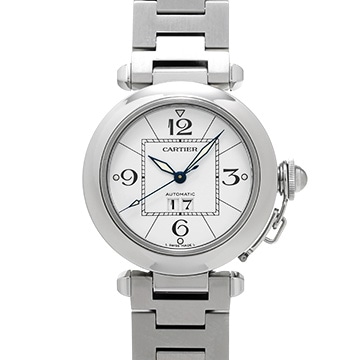 カルティエ パシャC ビッグデイト W31055M7 ホワイト ユニセックス 時計 【中古】【wristwatch】
