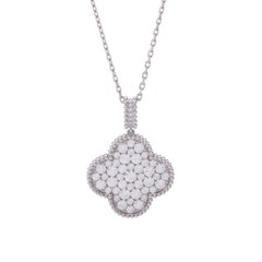 ヴァン クリーフ&アーペル マジックアルハンブラ ネックレス  パヴェ シルバー VCARO49000 K18ホワイトゴールド WG レディース ジュエリー 【中古】【jewelry】