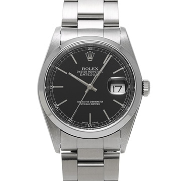 ロレックス デイトジャスト 36 16200 ブラック メンズ 時計 【中古】【wristwatch】