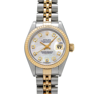 ロレックス デイトジャスト 69173NG ホワイトシェル/ダイヤモンド レディース 時計 【中古】【wristwatch】