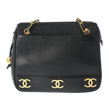 シャネル トリプルココ ブラック/ゴールド金具 キャビアスキン レディース バッグ 【中古】【bag】