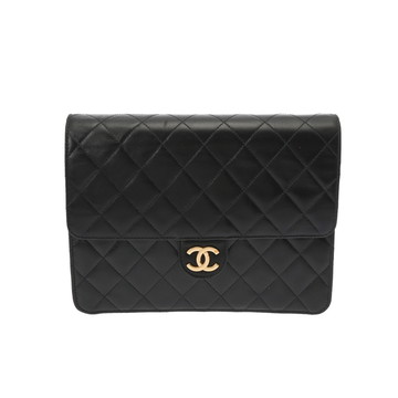 シャネル マトラッセ プッシュロック チェーンショルダー ブラック ラムスキン レディース バッグ 【中古】【bag】