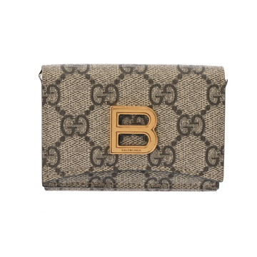 バレンシアガ BALENCIAGA×GUCCI ミニウォレット ハッカープロジェクト ベージュ/エボニー 681700 GGスプリームキャンバス ユニセックス 財布 【中古】【purse】
