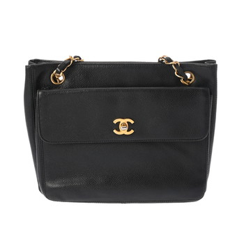 シャネル チェーントート ブラック/ゴールド金具 キャビアスキン レディース バッグ 【中古】【bag】