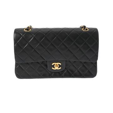 シャネル マトラッセ Wフラップ Wチェーンショルダー 25cm ブラック A01112 ラムスキン レディース バッグ 【中古】【bag】