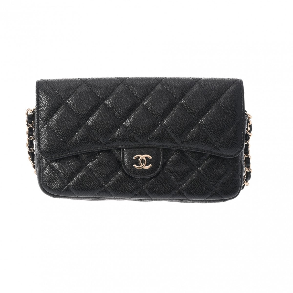 シャネル マトラッセ フラップフォンケース ブラック AP2096 ソフトグレインドカーフスキン レディース バッグ 【中古】【bag】