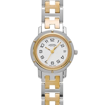 エルメス クリッパー CL4.220 ホワイト レディース 時計 【中古】【wristwatch】