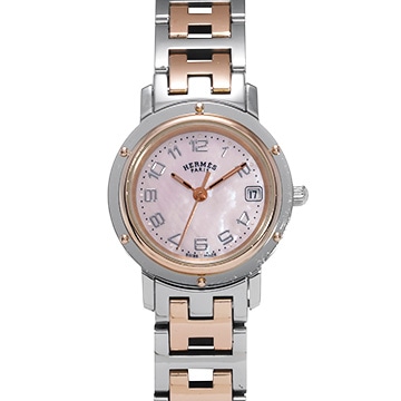 エルメス クリッパー ナクレ CL4.221.214/3824 ピンクシェル レディース 時計 【中古】【wristwatch】