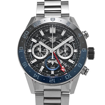 タグ ホイヤー カレラ キャリバーホイヤー02 クロノグラフ GMT CBG2A1Z.BA0658 ブラック メンズ 時計 【中古】【wristwatch】