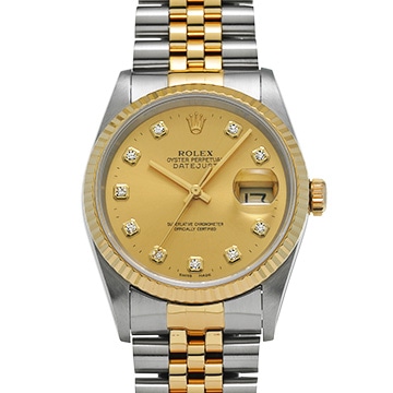 ロレックス デイトジャスト 16233G シャンパン/ダイヤモンド メンズ 時計 【中古】【wristwatch】