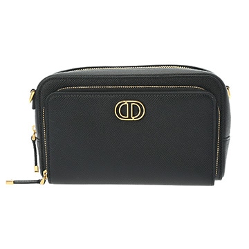 ディオール CARO ダブルポーチ ブラック S7431UBAE_900U グレインカーフ メンズ バッグ 【中古】【bag】