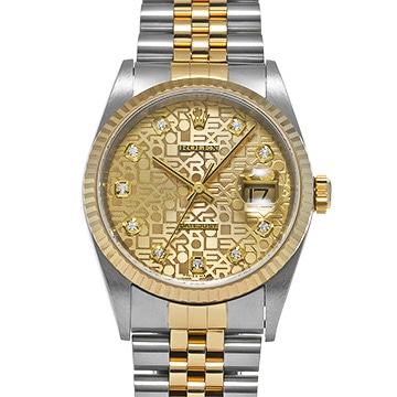 ロレックス デイトジャスト 16233G シャンパンコンピュータ/ダイヤモンド メンズ 時計 【中古】【wristwatch】