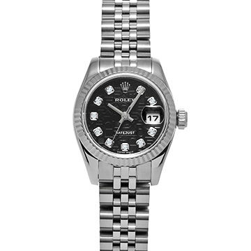 ロレックス デイトジャスト 179174G ブラックコンピュータ/ダイヤモンド レディース 時計 【中古】【wristwatch】