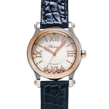 ショパール ハッピースポーツ 278573-6001 シルバー/ダイヤモンド レディース 時計 【中古】【wristwatch】